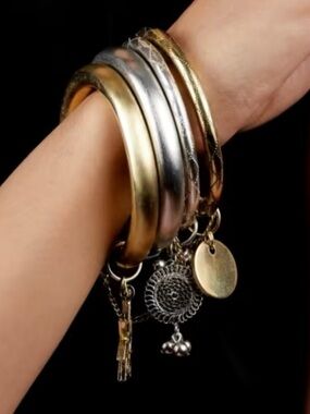 NWOT: Stacked Gold and Silver Women's Bangle, Bracelet Set